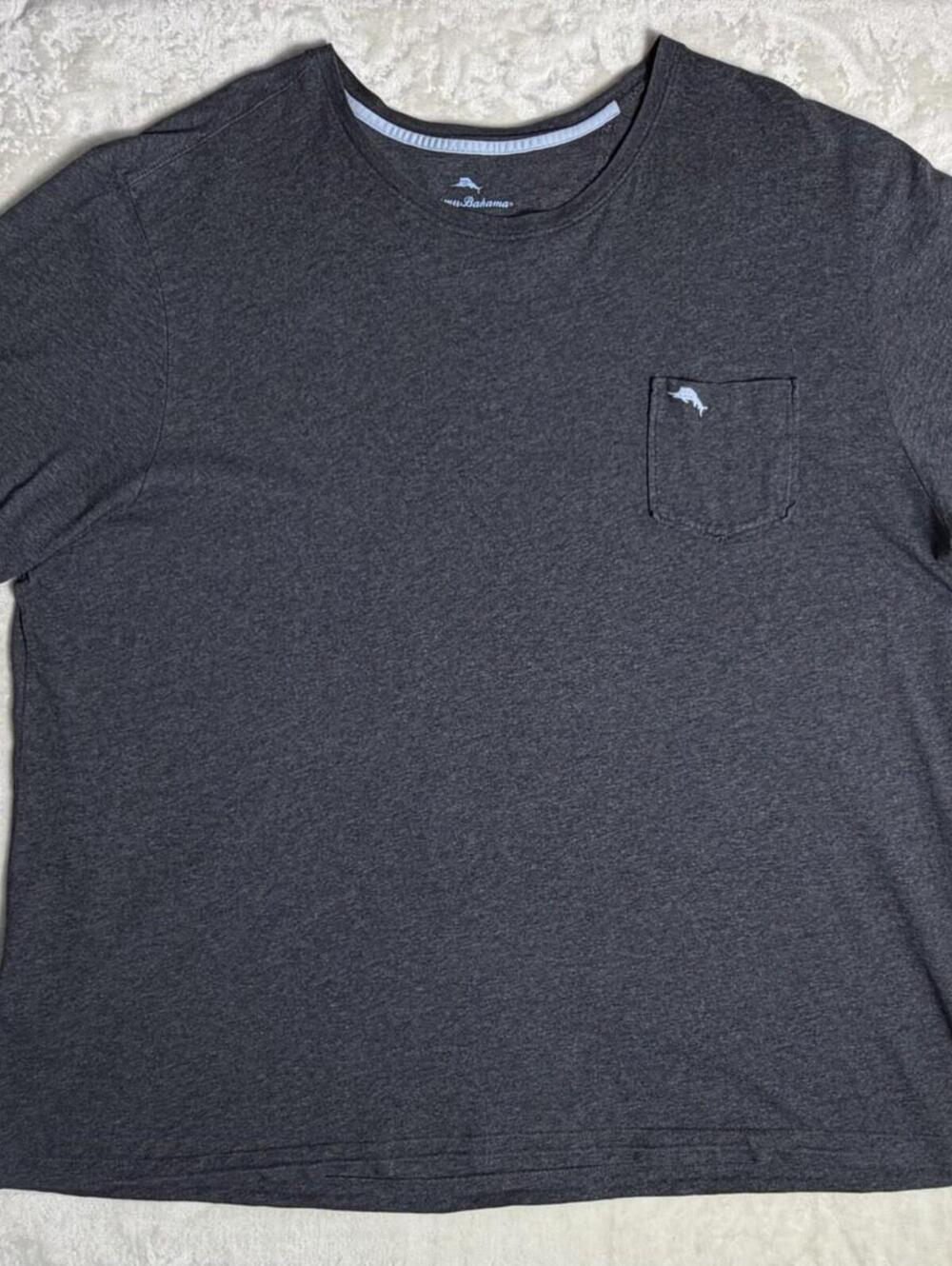 Tommy Bahama T-Shirt Mens 3XL Charcoal Gray Heathered Pima Cotton Pocket Tee 3TG